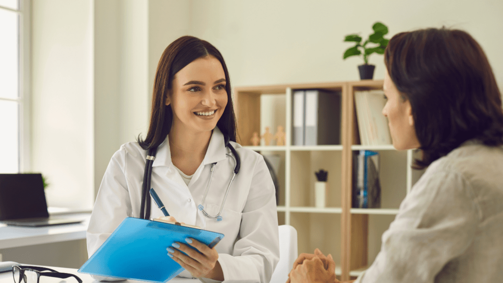 a doctor talking to a person