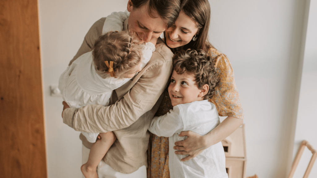A family hugging each other