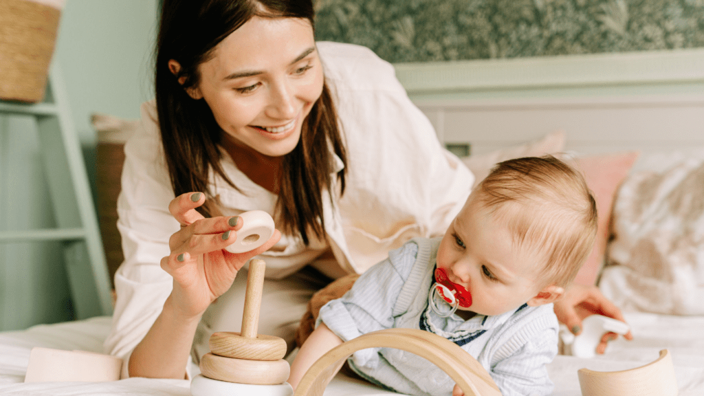 mother and child sitting on the floor