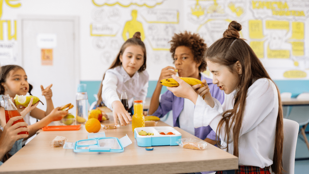 group of people eating fruits