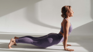 a woman doing yoga