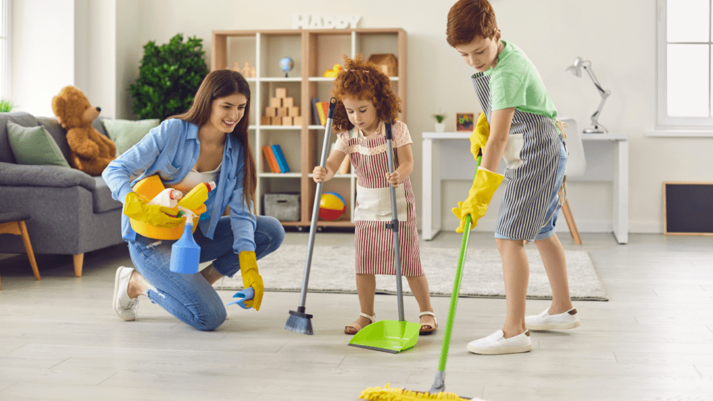 a children doing chores