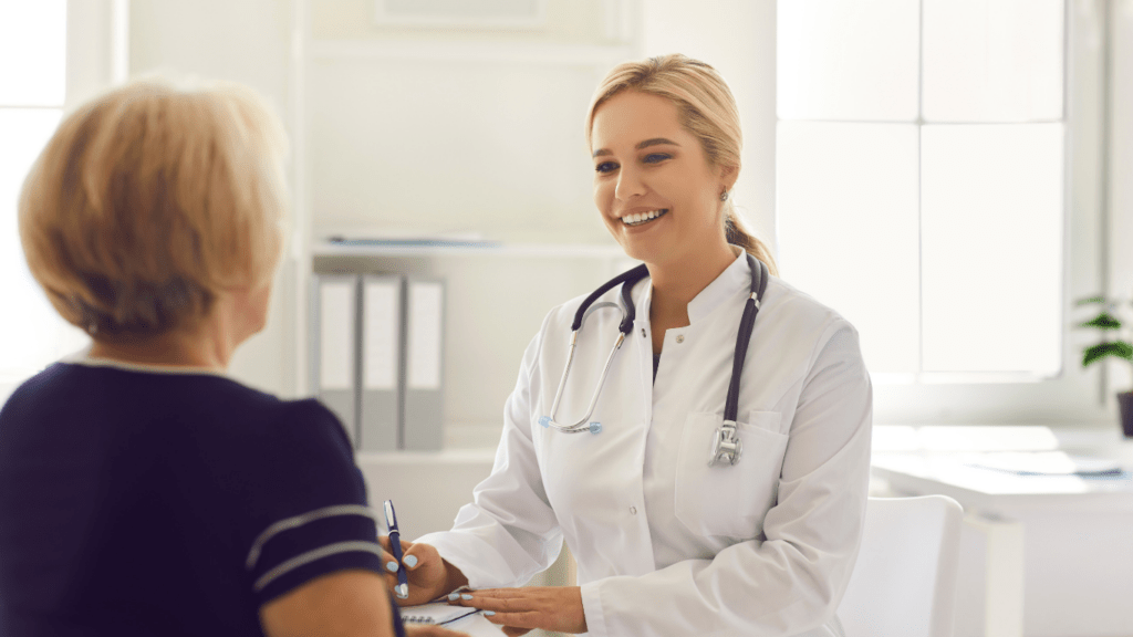 a doctor talking to a person