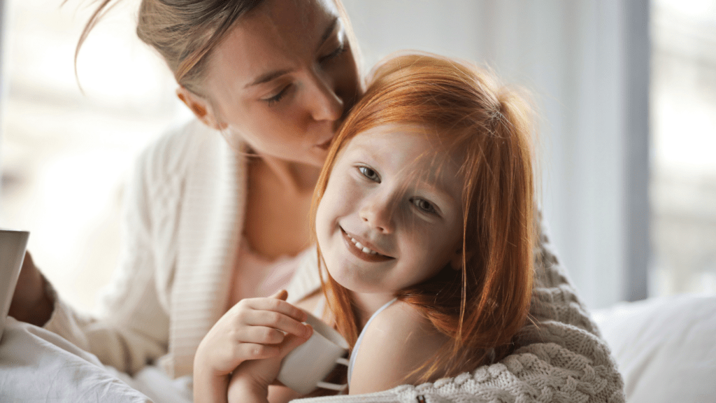 a parent and a child in the living room
