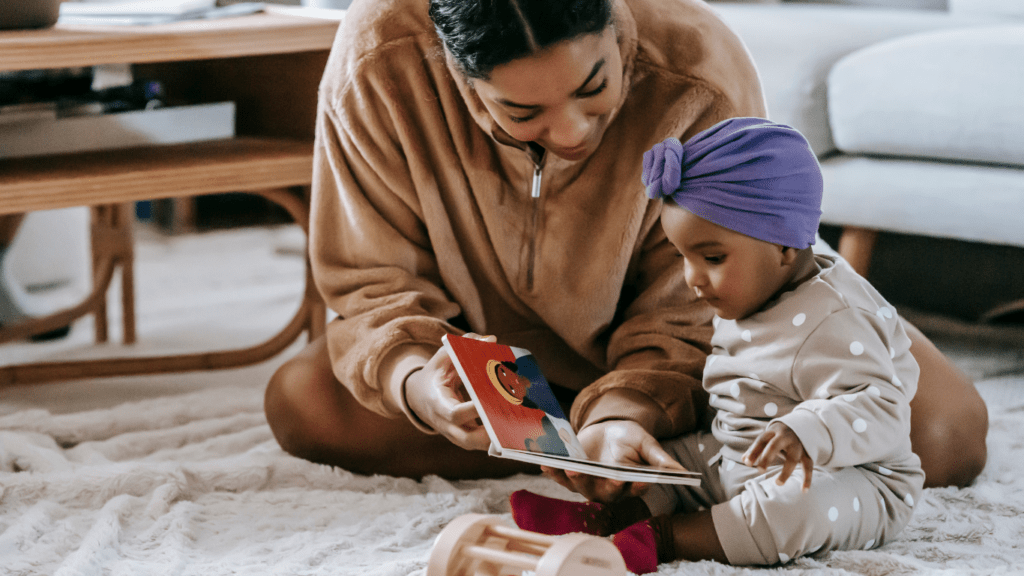 mother and child sitting on the floor